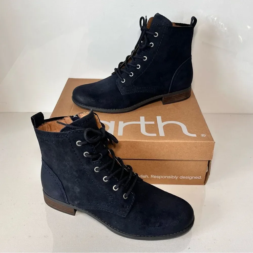 Earth Janel Leather Lace-Up Ankle Boots